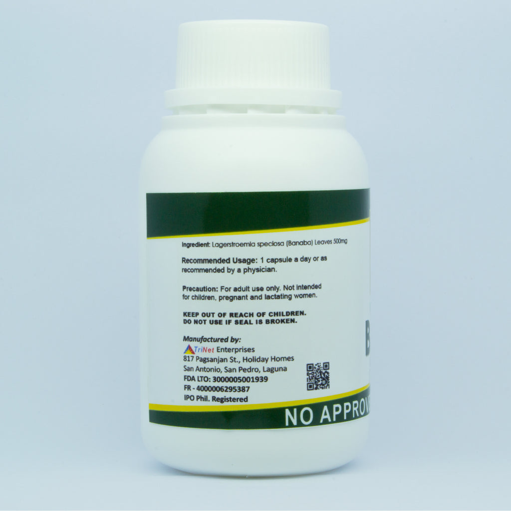 Banaba capsules nutritional information and ingredients label