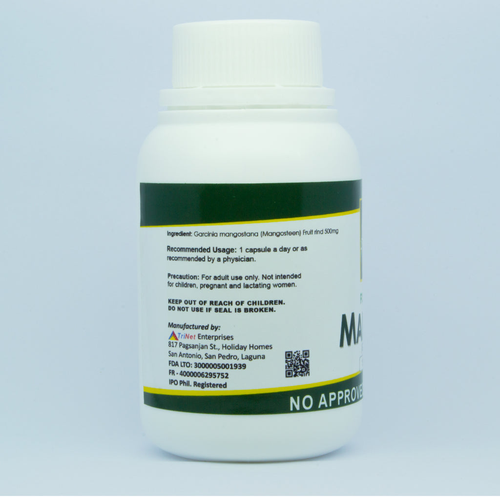 Mangosteen capsules nutritional information and ingredients label