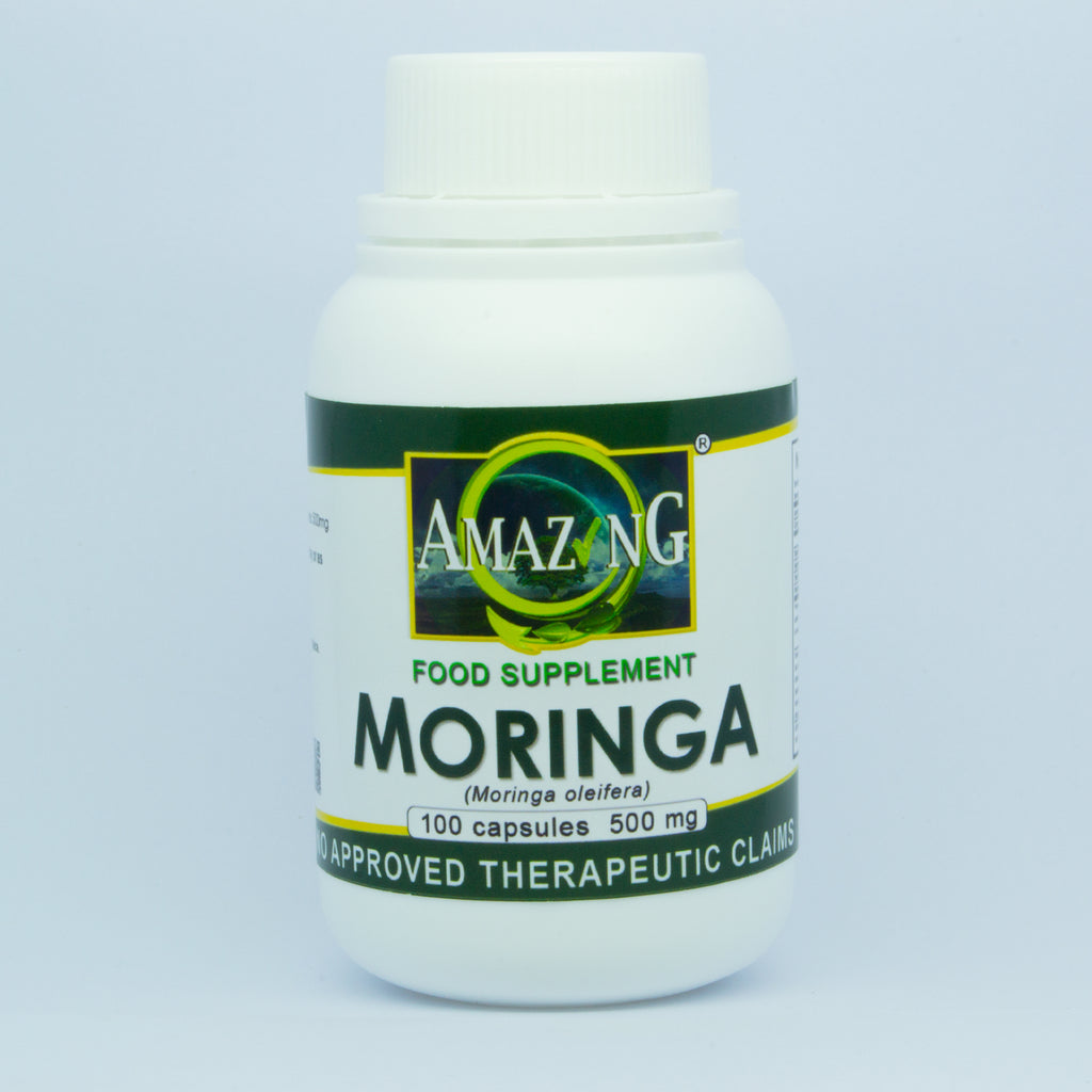 Moringa Malunggay 500mg capsules bottle of 100 front view - FDA registered