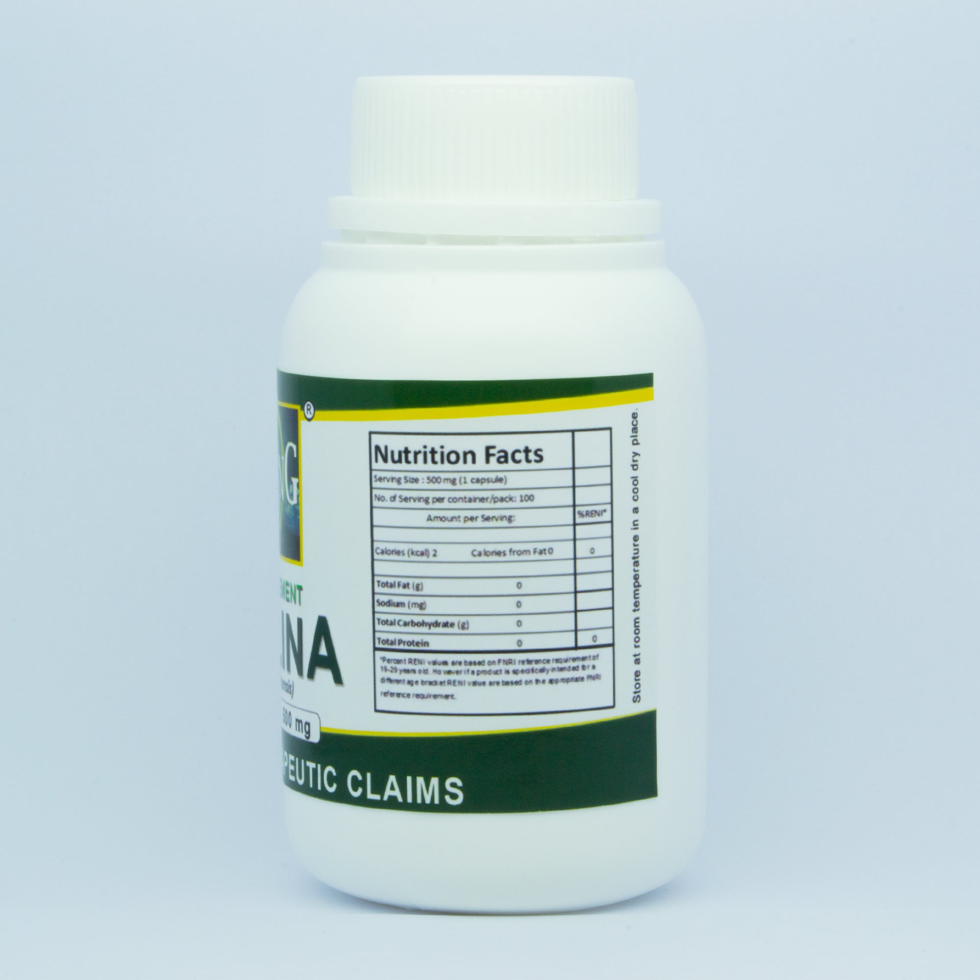 Spirulina supplement facts and usage instruction