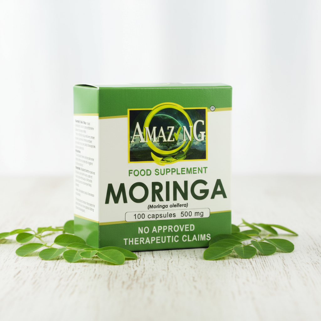 Moringa Malunggay capsules box with product - Amazing Food Supplement 500mg